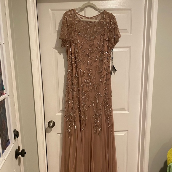Adrianna Papell Rose Gold Godet Gown - Picture 2 of 8